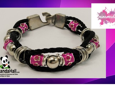 Tuto8. DIY. Bracelet avec 3 fils et perles argent.émail.Fr.PandaHall.com