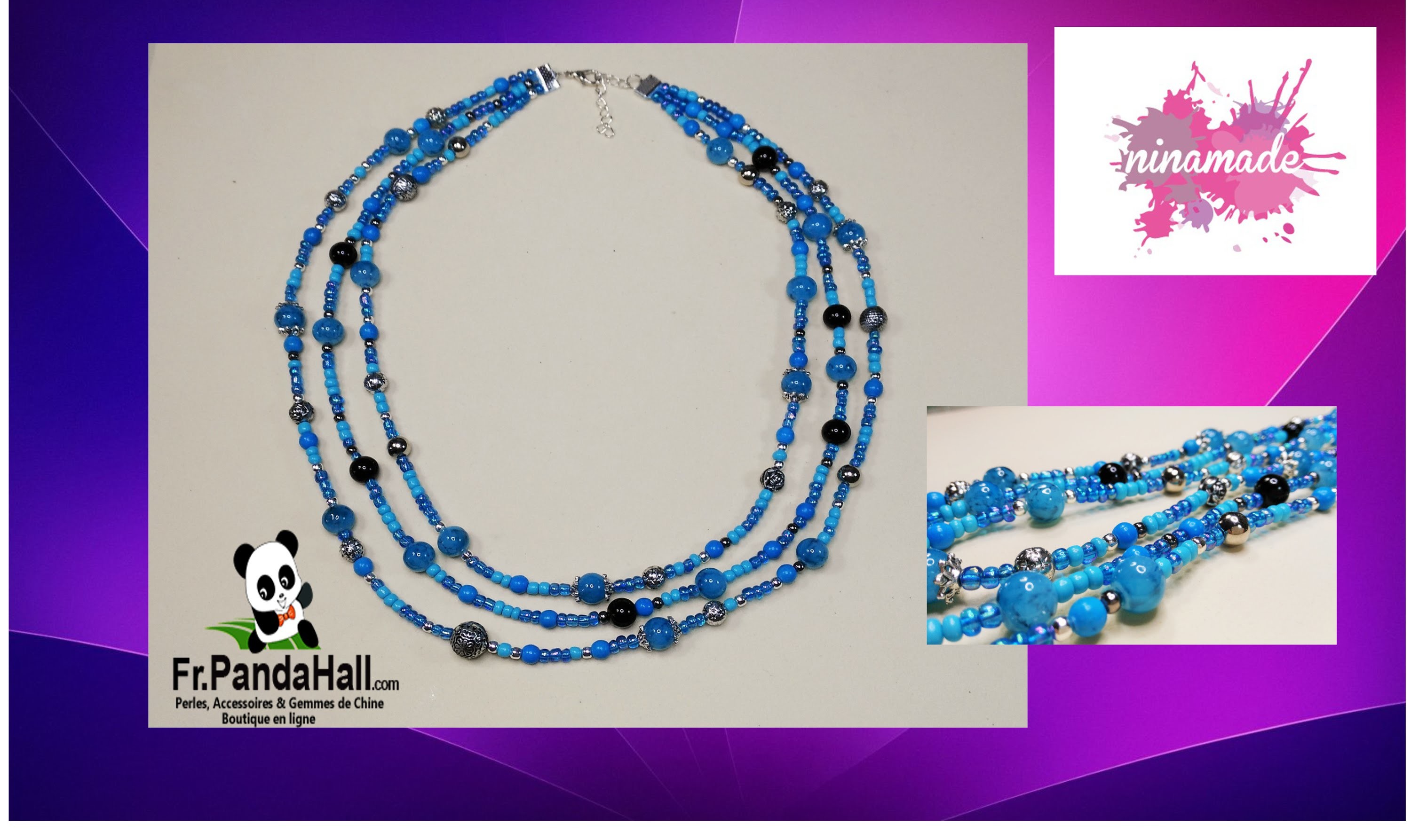 DIY.Tuto 12. Triple collier avec des perles turquoises. Fr.PandaHall.com