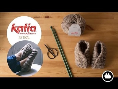 DIY Tejer Zapatillas · Knit Slippers · Tricoter Chaussons Tikal