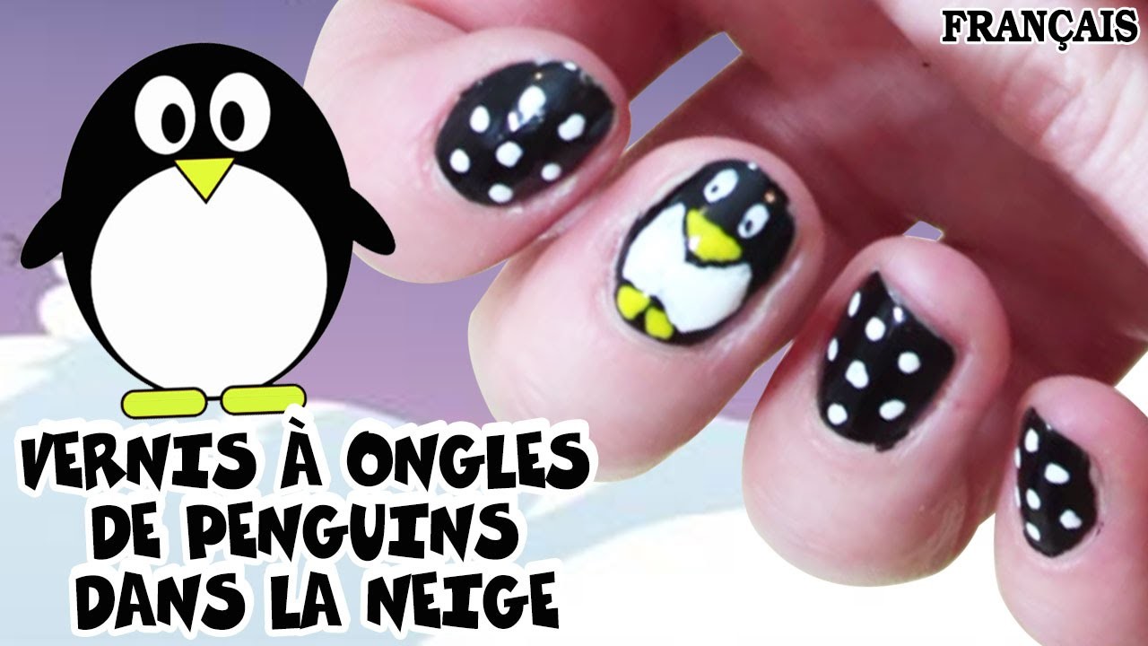 Facile DIY Français: Vernis à Ongles Penguins dans la Neige | Penguin Nail Art | DIY French Style