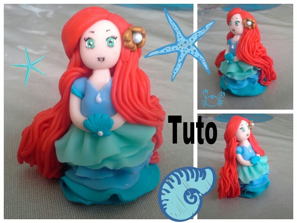 Tuto fimo princesse Ariel ★1ere partie★. polymer clay Ariel