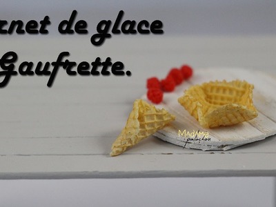 Cornet De Glace Et Gaufrette. Waffle ice cream  (Tuto Fimo.Polymer Clay Tutorial)