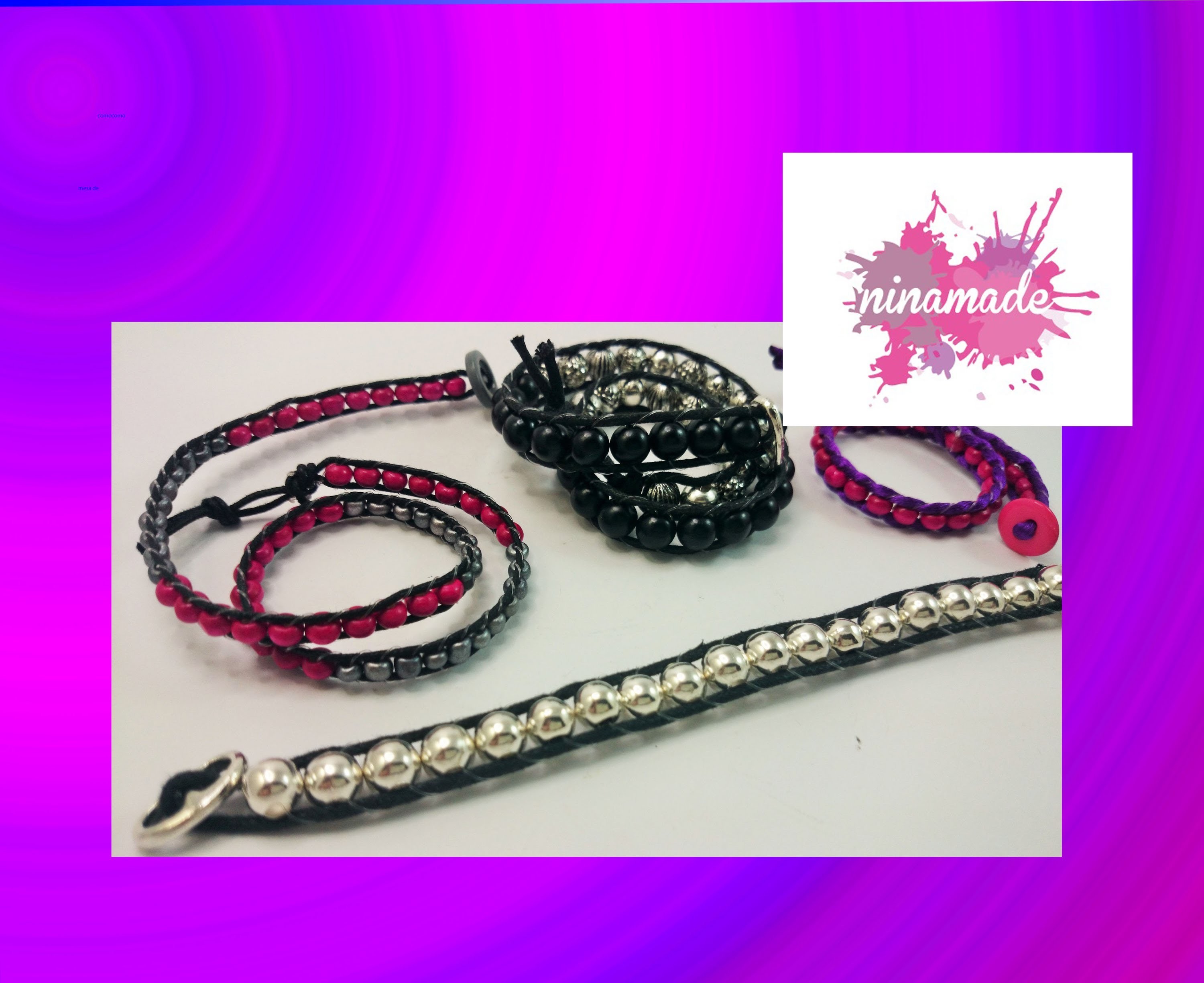 DIY. Bracelet avec des perles et  double cordon.