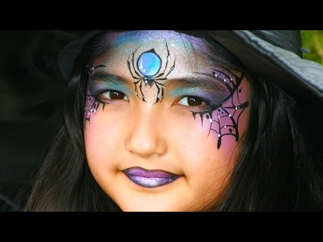 Maquillage de jolie sorcière avec araignée - Tutoriel maquillage Halloween pour enfant ou adulte!