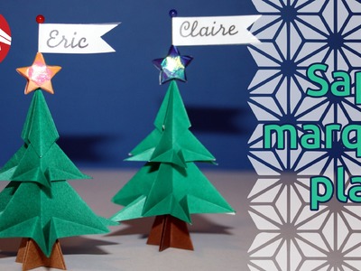 Origami - Mini-sapin marque-place - Christmas Tree Table Mark [Senbazuru]