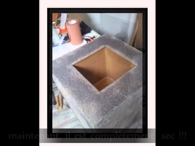 Création d'un méga-pot en carton et papier maché.
