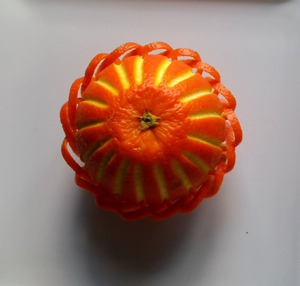 Décoration d'une orange, learning free Fruit Carving
