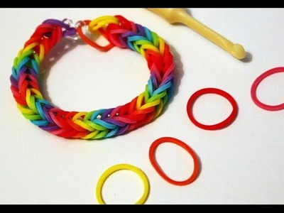 TUTO : bracelet élastique tressé Rainbow Loom arc-en-ciel (en Français)