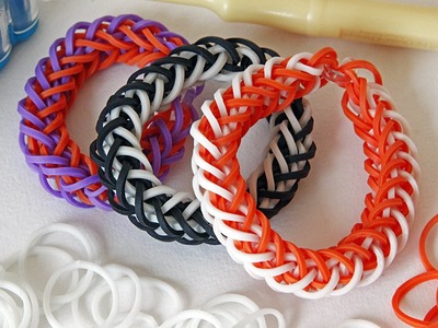 TUTO : bracelet élastique double tresse bicolore - Rainbow Loom (en Français)