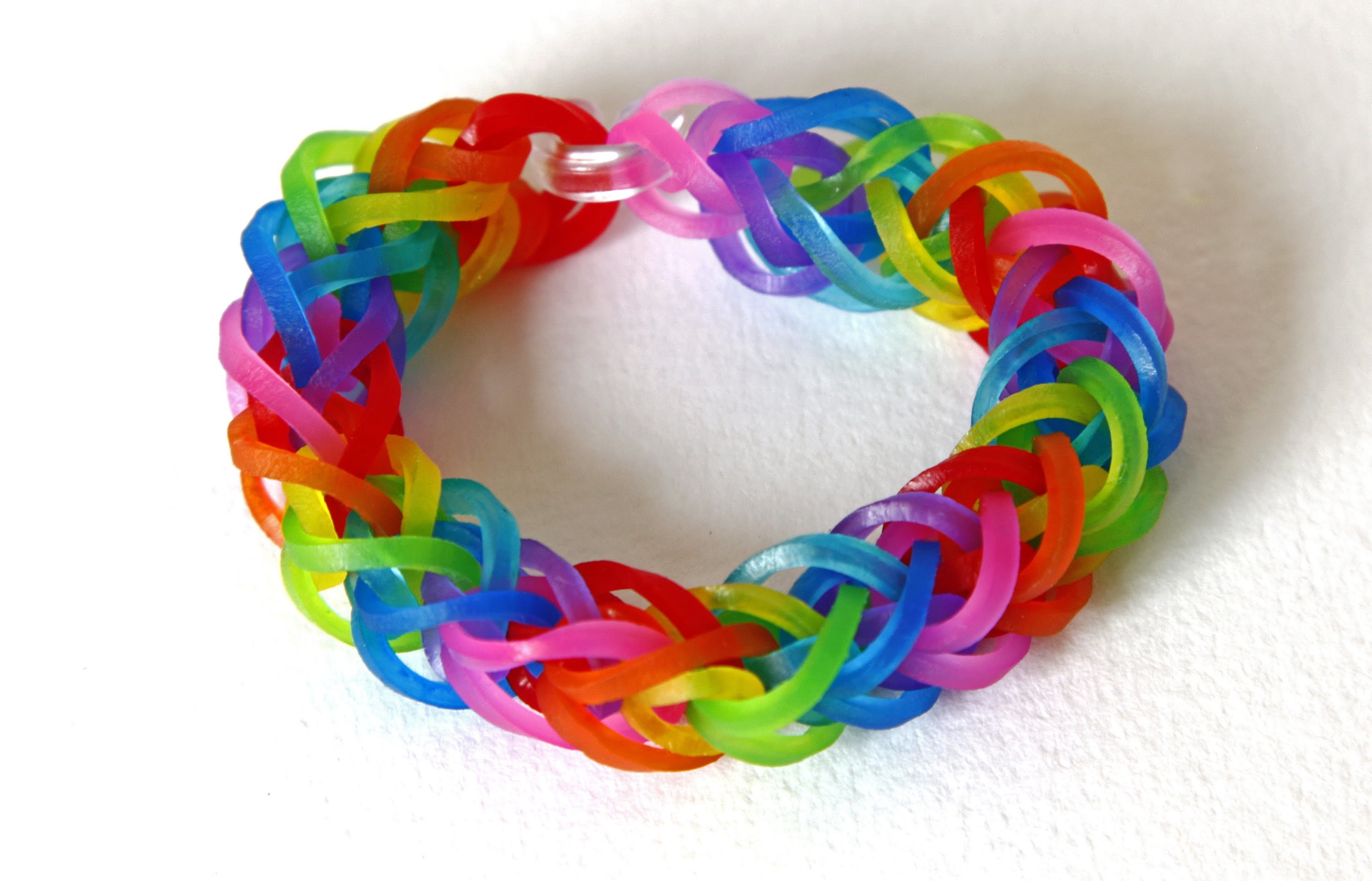 TUTO : bracelet élastique double tresse arc en ciel - Rainbow Loom (en Français)