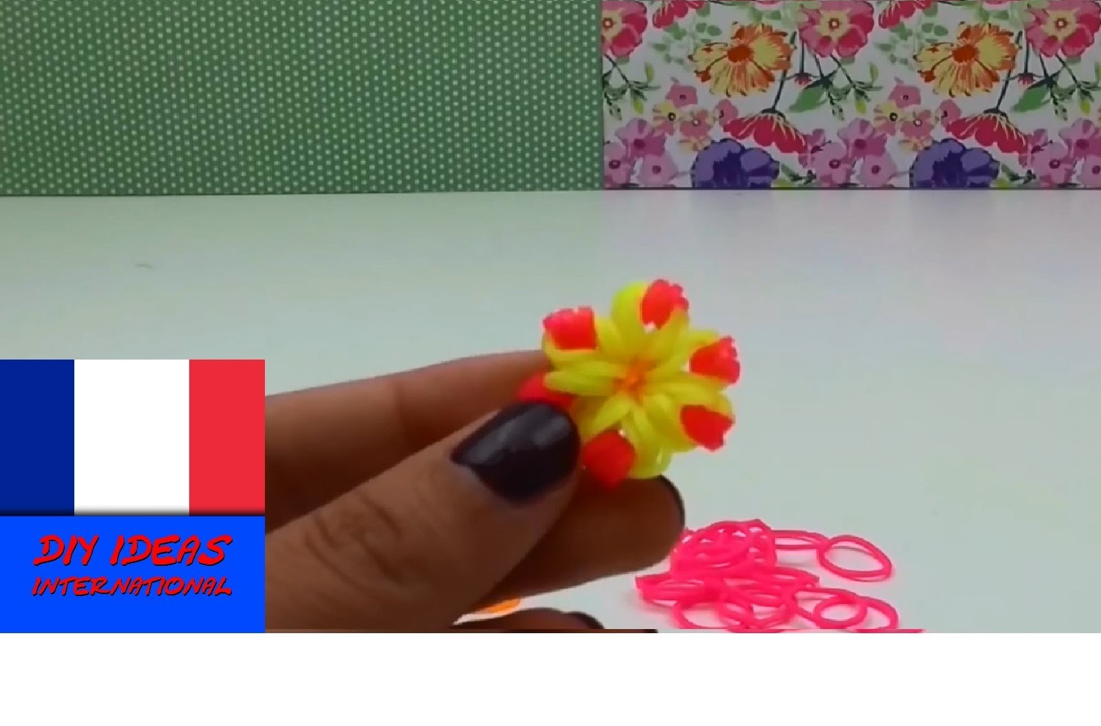 Comment faire une Fleur Pendule. Porte Clés en loom élastiques au crochet, tutoriel en français