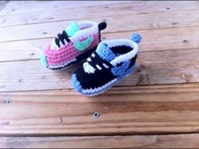 Baskets Nike bébé au crochet 2. Baby sneakers Nike crochet tutorial 2