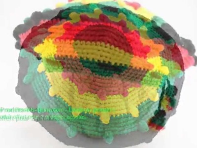 CHAPEAU RASTA ROND, TAM RASTA LAINE AVEC CERCLES ET BOULES