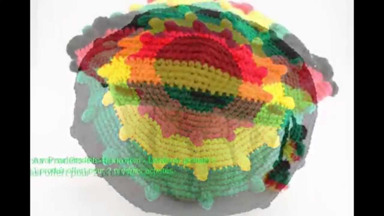 CHAPEAU RASTA ROND, TAM RASTA LAINE AVEC CERCLES ET BOULES