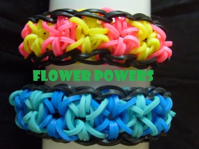 Bracelet elastique Flower Powers, tuto francais niveau débutant, rainbow loom bands