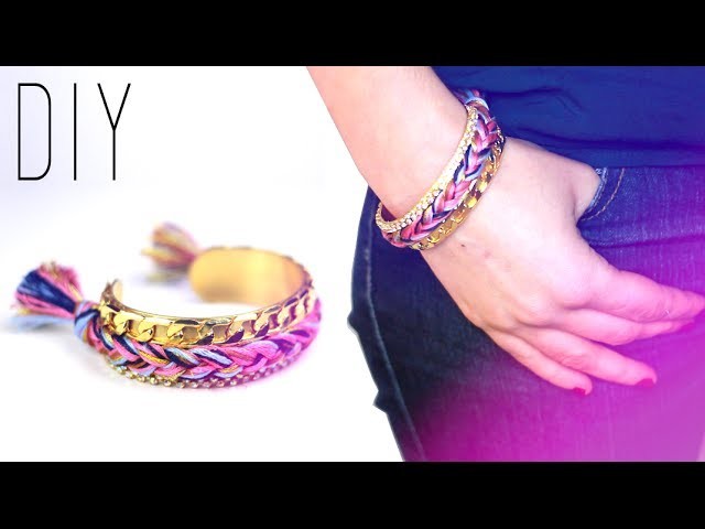 DIY : Bracelet Manchette tressée - Woven Bangle bracelet - friendship bracelet