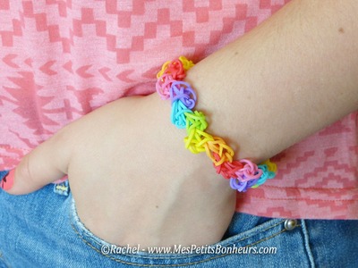 Bracelet arc en ciel zigzag en élastiques Rainbow Loom - Assez facile