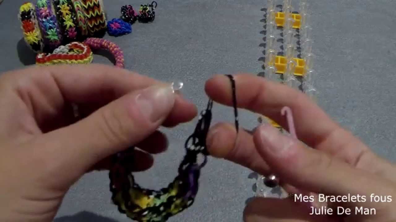 Montage bracelet élastic fleur #4 Rainbow loom
