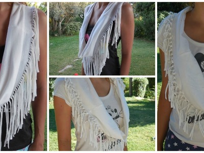 [ DIY ] ✂ Foulard à franges avec un tee-shirt. Fringe scarf from t-shirt