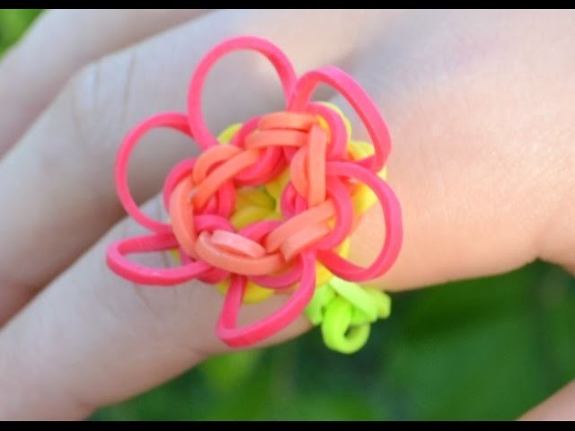 Bague en élastiques Fleur Rainbow loom - how to make a flower ring DIY