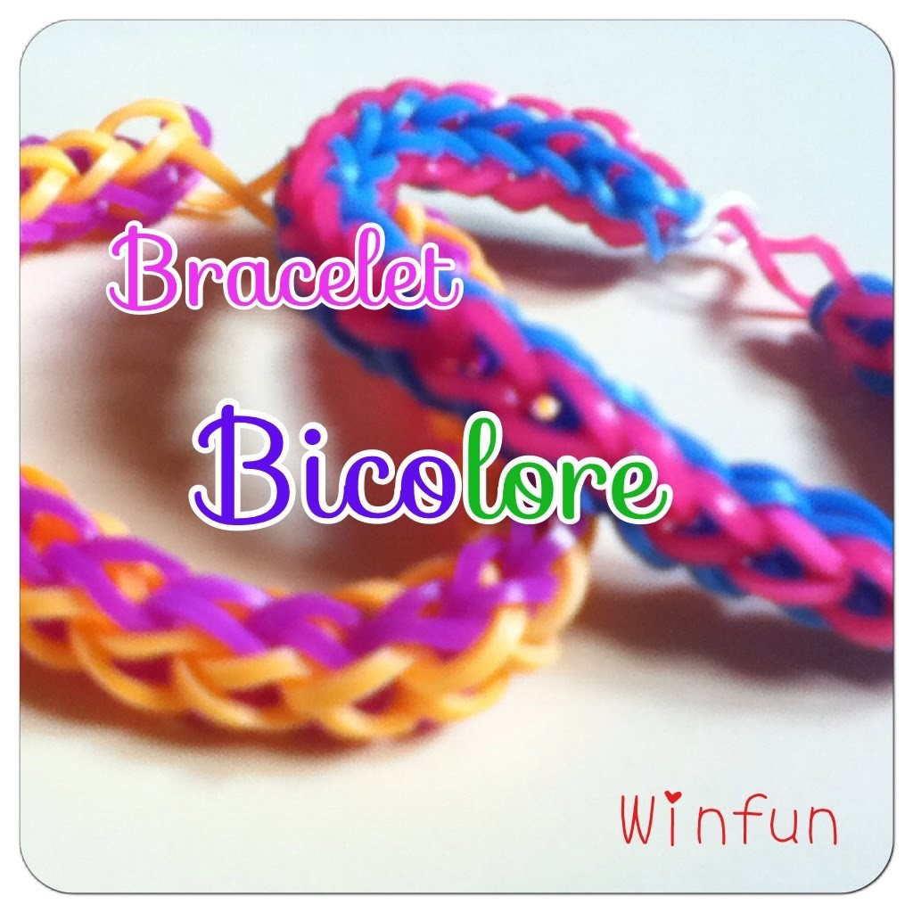 Tuto rainbow loom bracelet bicolore (français)