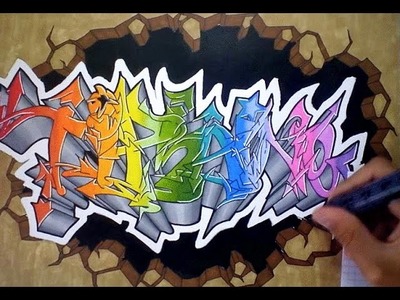 Graffiti RAINBOW colors # speed drawing "TIPHAINE" [HD]