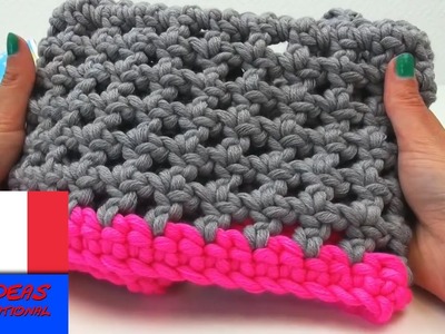 Crocheter une écharpe ou un châle double loop DIY. Au chaud pour l'hiver. Deux couleurs