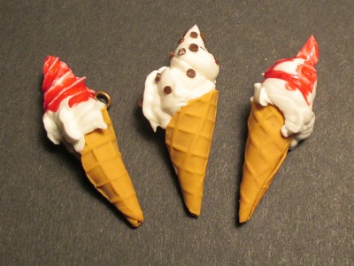 Tuto Cornet Crème Glacée en pâte polymère. Tutorial ice-cream cone polymer clay