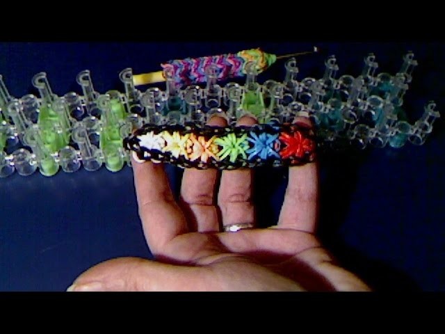 Rainbow loom francais bracelet multi fleurs (loom band)
