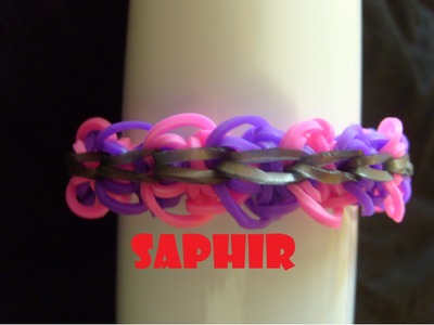 Bracelet elastique Saphir, tuto francais facile. Rainbow loom bands