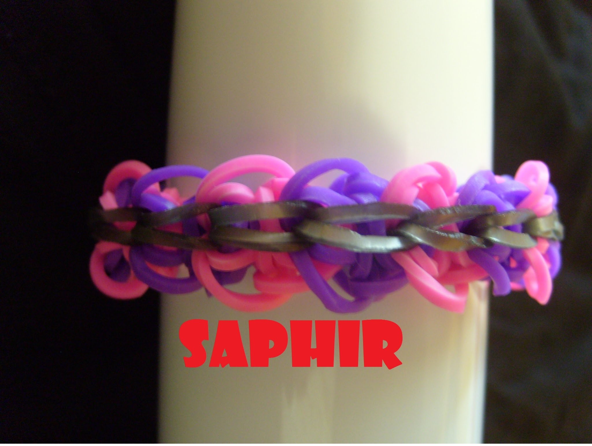 Bracelet elastique Saphir, tuto francais facile. Rainbow loom bands