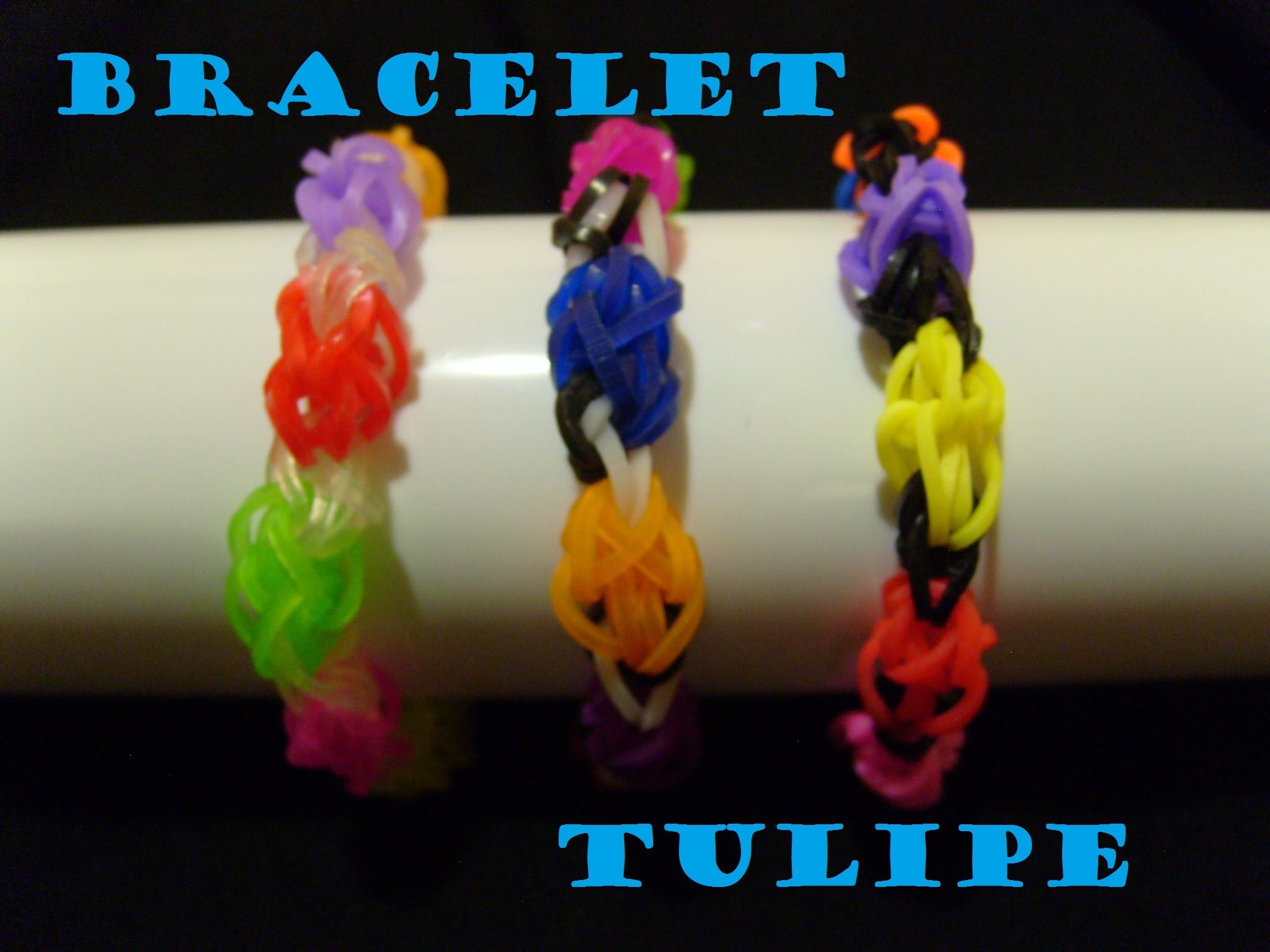 Bracelet elastique tulipe, tuto francais, rainbow loom bands