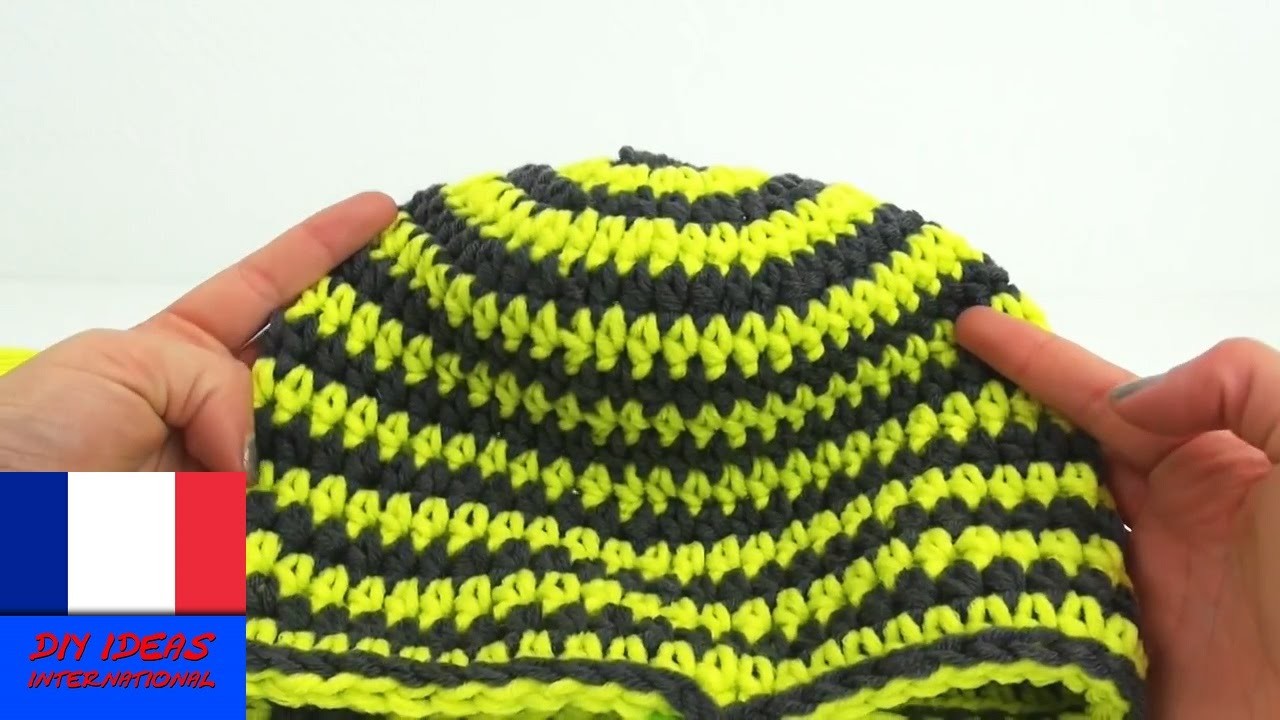 Crocheter soi-même un bonnet d'hiver en laine. 51-55 cm. vert-gris