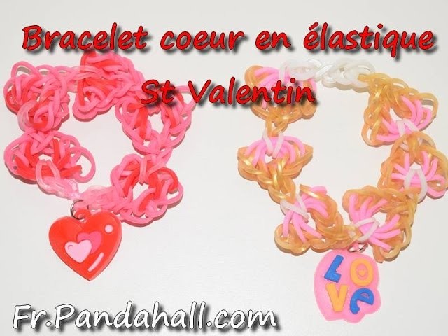 Tuto Bracelet Coeur St Valentin en élastiques juste avec un crochet - Fr.Pandahall.com