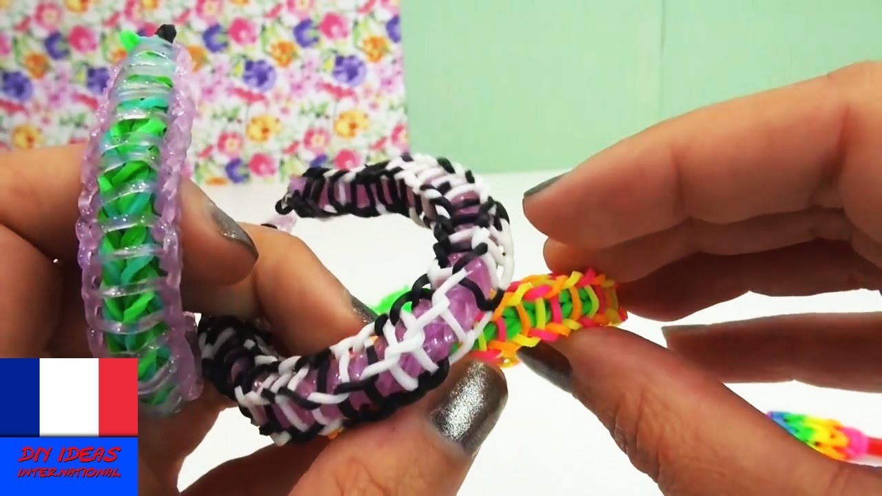 Bracelet loom avec élastiques extérieurs. Design original et facile. Tuto en français