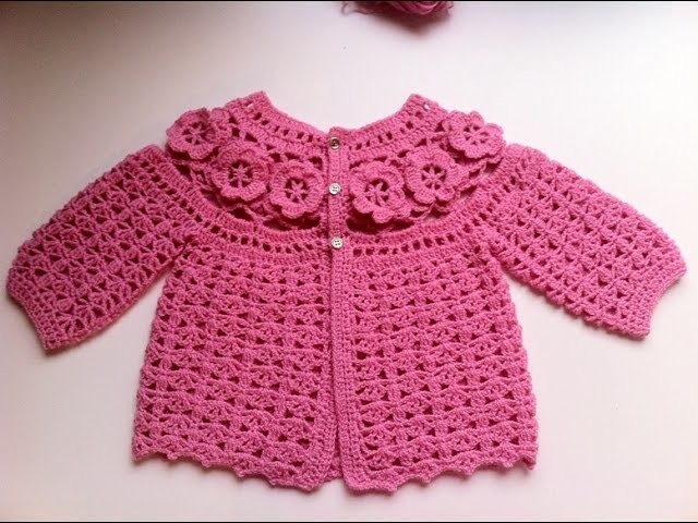 Brassière bébé à fleurs crochet 1. baby sweaters flowers crochet 1