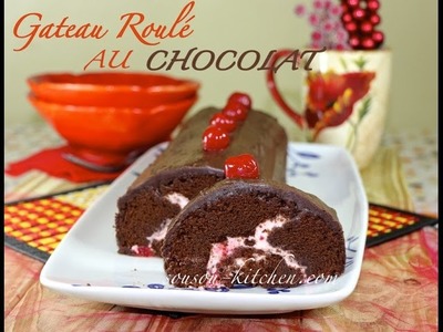 Gateau roulé au chocolat-Recette facile.Chocolate roll cake