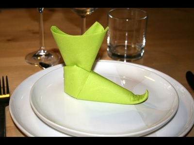 Origami - Serviette botte de lutin - Pixie Boots [Senbazuru]