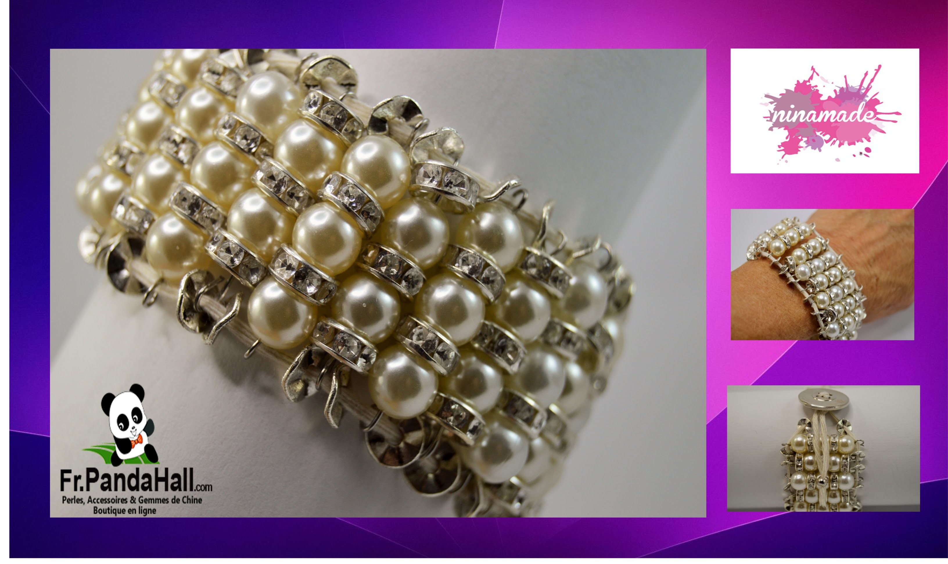 DIY. Tuto18.Bracelet avec  perles et strass. Fr.PandaHall.com