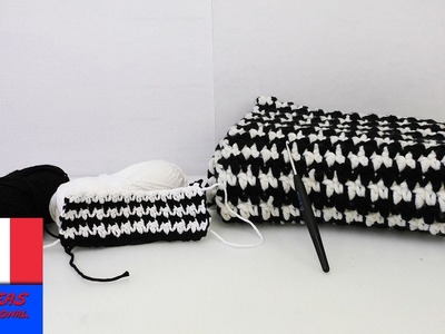 Crocheter un design noir-blanc. Motif tendance. Crochet facile. Pied de poule