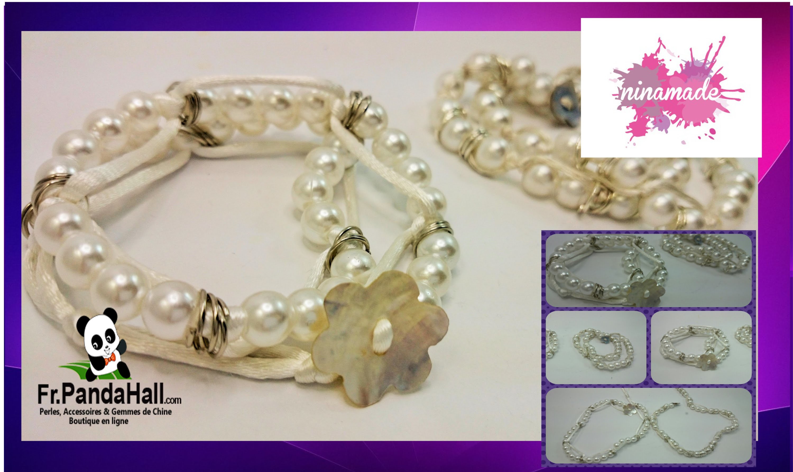 Tuto 2. DIY.Bracelet double avec perles neige.Fr.Pandahall.com.