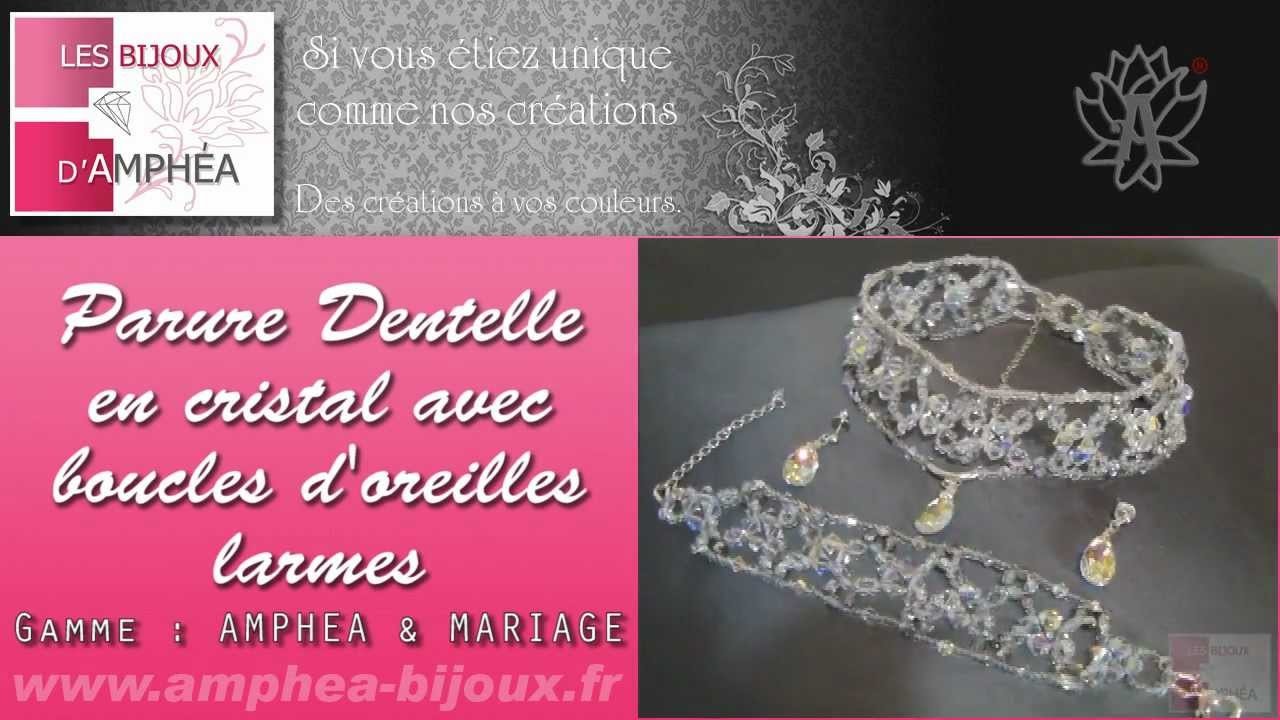 Parure Dentelle cristal et BO larmes