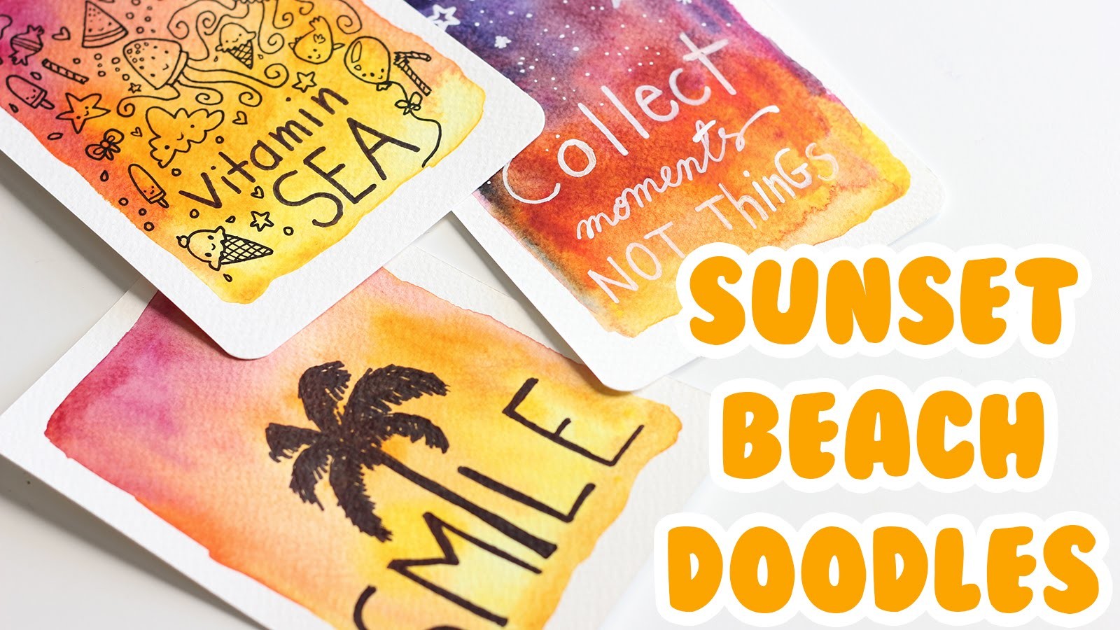 DIY # TUTO Cartes d'été - Sunset beach doodles