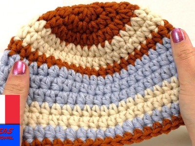 Crocheter un bonnet pour enfant DIY pour l'hiver Bonnet avec 3 couleurs pour rester au chaud