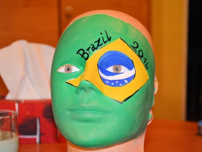 Tutoriel maquillage drapeau du Brésil. Make up  tutorial for Brazil's flag  Fifa World Cup 2014
