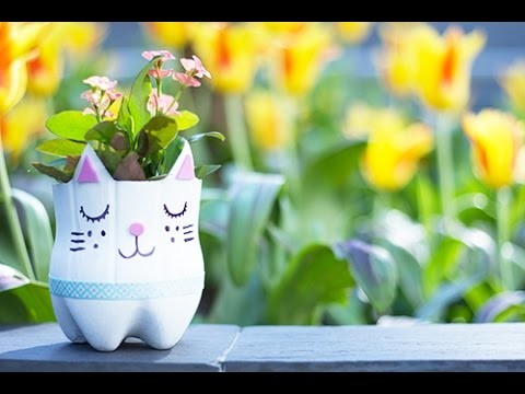 Bricolage Fête des mères DIY : Un joli pot de fleurs récup' en forme de chat