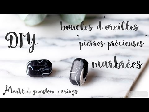 DIY boucles d'oreilles pierres précieuses marbrées. DIY marbre earings