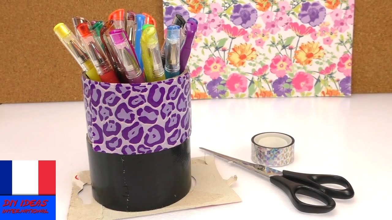 Pot à stylos DIY avec des restes de rouleaux adhésifs | Recyclage – Idée de récupération