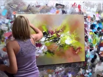Démonstration de peinture abstraite Elisabeth - Toile "Emotion"