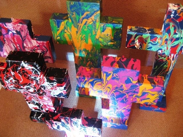 How to make a wooden Artistic Cross using acrylic colors - Abstract art